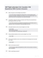 SEP flight attendant (Air Canada) |198 Questions| With Correct Answers.