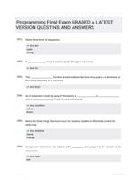 Programming Final Exam GRADED A LATEST  VERSION QUESTINS AND ANSWERS
