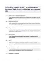 US History Regents (Exam (36 Questions and Answers) Great Solutions.) Review with pictures (36)