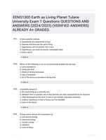 EENS1300 Earth as Living Planet Tulane University Exam 1 Questions QUESTIONS AND ANSWERS (2024/2025) (VERIFIED ANSWERS) ALREADY A+ GRADED.