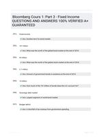 Bloomberg Cours 1: Part 3 - Fixed Income QUESTIONS AND ANSWERS 100% VERIFIED A+ GUARANTEED