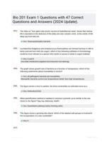 Bio 201 Exam 1 Questions with 47 Correct Questions and Answers (2024 Update).