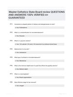 Master Esthetics State Board review QUESTIONS AND ANSWERS 100% VERIFIED A+ GUARANTEED