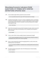 Bloomberg Economic Indicators EXAM QUESTIONS (19 TERMS) WITH VERIFIED DEFINITIONS UPDATED 2024