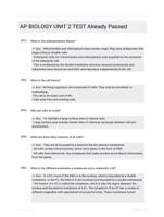 AP BIOLOGY UNIT 2 TEST Already Passed