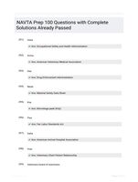 NAVTA Prep 100 Questions with Complete Solutions Already Passed