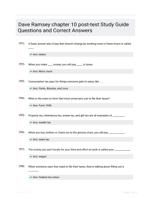 Dave Ramsey chapter 10 post-test Study Guide Questions and Correct Answers