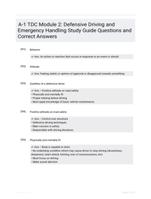 A-1 TDC Module 2: Defensive Driving and Emergency Handling Study Guide Questions and Correct Answers