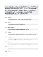 Virtual Sc Exam Review FUNCTIONAL ANATOMY & EXERCISE PHYSIOLOGY LATEST 2024 EXAM ALL 11 QUESTIONS AND CORRECT DETAILED ANSWERS WITH RATIONALES(VERIFIED ANSWERS)|ALREADY GRADED A+