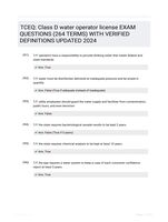 TCEQ: Class D water operator license EXAM QUESTIONS (264 TERMS) WITH VERIFIED DEFINITIONS UPDATED 2024