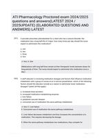 ATI Pharmacology Proctored exam 2024/2025 questions and answers(LATEST 2024 /2025UPDATE) (ELABORATED  QUESTIONS AND ANSWERS) LATEST