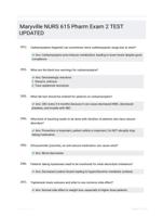 Maryville NURS 615 Pharm Exam 2 TEST UPDATED