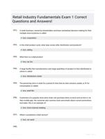 Retail Industry Fundamentals Exam 1 Correct Questions and Answers!