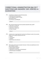 CORRECTIONAL ADMINISTRATION Q&A 2017 QUESTIONS AND ANSWERS 100% VERIFIED A+ GUARANTEED