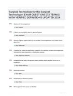 Surgical Technology for the Surgical Technologist EXAM QUESTIONS (72 TERMS) WITH VERIFIED DEFINITIONS UPDATED 2024
