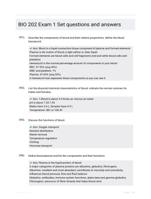 BIO 202  Exam 1 Set questions and answers