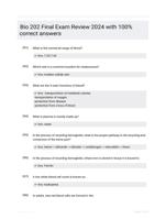 Bio 202 Final Exam Review 2024  with 100% correct answers