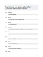 Real listening and speaking 3 unit 9 |10 Questions| With Correct Answers.