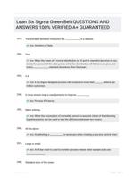 Lean Six Sigma Green Belt QUESTIONS AND ANSWERS 100% VERIFIED A+ GUARANTEED