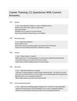 Career Training |12 Questions| With Correct Answers.