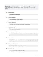 RCAL Exam Questions and Correct Answers 2024