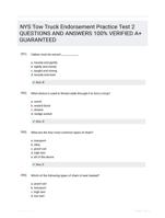 NYS Tow Truck Endorsement Practice Test 2 QUESTIONS AND ANSWERS 100% VERIFIED A+ GUARANTEED