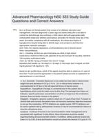 Advanced Pharmacology NSG 533 Study Guide Questions and Correct Answers