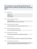 CPI Certification Test EXAM QUESTIONS (49 TERMS) WITH VERIFIED DEFINITIONS UPDATED 2024