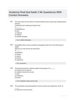 Anatomy final test bank |146 Questions| With Correct Answers.