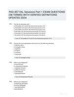 PAS 407 FAL Sessions Part 1 EXAM QUESTIONS (58 TERMS) WITH VERIFIED DEFINITIONS UPDATED 2024