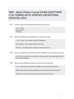 MSF - Basic Riders Course EXAM QUESTIONS (126 TERMS) WITH VERIFIED DEFINITIONS UPDATED 2024