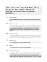 Final EXAM LATEST 2024 ACTUAL EXAM 133 QUESTIONS AND CORRECT DETAILED ANSWERS WITH RATIONALES|ALREADY GRADED A+