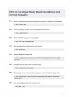 Intro to Paralegal Study Guide Questions and Correct Answers