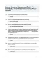 Human Resource Management Test 2 75 CORRECTLY ANSWERED QUESTIONS LATEST UPDATE