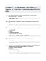 FEMA IS-700 (Final) EXAM QUESTIONS (28 TERMS) WITH VERIFIED DEFINITIONS UPDATED 2024