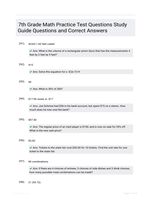 7th Grade Math Practice Test Questions Study Guide Questions and Correct Answers
