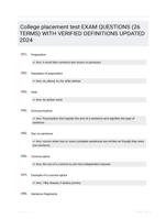 College placement test EXAM QUESTIONS (26 TERMS) WITH VERIFIED DEFINITIONS UPDATED 2024