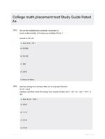 College math placement test Study Guide Rated A+