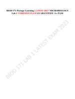 BIOD 171 Portage Learning LATEST 2023 MICROBIOLOGY Lab 1 VERIFIED EXAM GUARANTEED A+ PASS