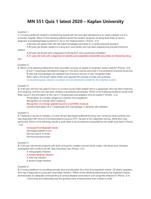 MN 551 Quiz 1 latest 2024  Kaplan University