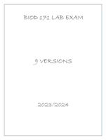 BIOD 171 LAB EXAM 9 VERSIONS 2024 updated version