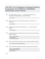 STR: 581: Ch 3: Evaluating a Company's External Environment 107 CORRECTLY ANSWERED QUESTIONS LATEST UPDATE