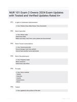 NUR 101 Exam 2 Owens 2024 Exam Updates with Tested and Verified Updates Rated A+