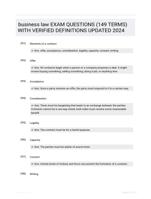 business law EXAM QUESTIONS (149 TERMS) WITH VERIFIED DEFINITIONS UPDATED 2024