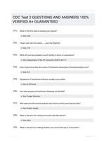 CDC Test 2 QUESTIONS AND ANSWERS 100% VERIFIED A+ GUARANTEED