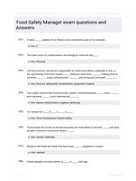 Food Safety Manager exam questions and Answers