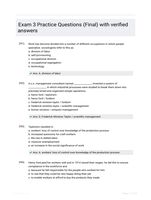 Exam 3 Practice Questions (Final) with verified answers