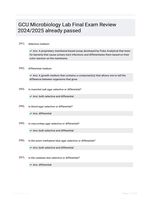 GCU Microbiology Lab Final Exam Review 2024/2025 already passed