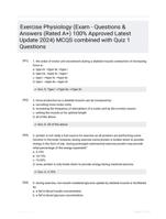 Exercise Physiology (Exam - Questions & Answers (Rated A+) 100% Approved Latest Update 2024) MCQS combined with Quiz 1 Questions
