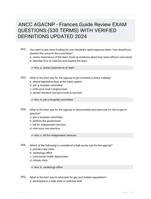 ANCC AGACNP - Frances Guide Review EXAM QUESTIONS (530 TERMS) WITH VERIFIED DEFINITIONS UPDATED 2024